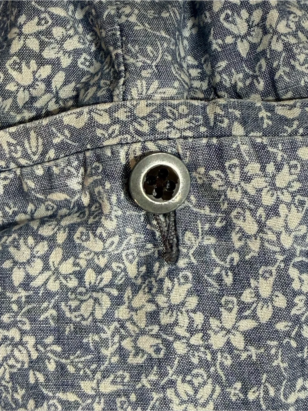 J Crew Denim Blue Flower Pattern Drawstring Swim Shorts Size XS